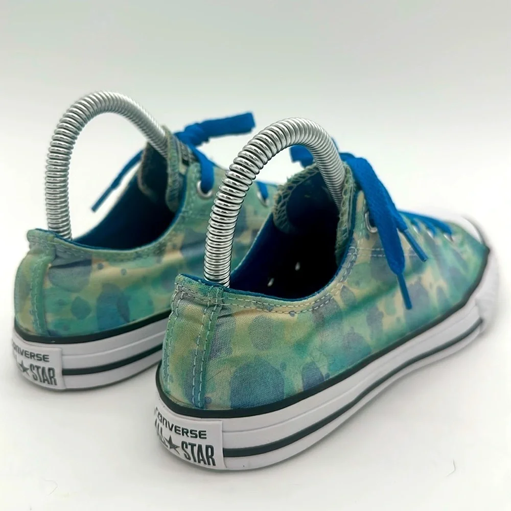 Converse 656081 F All Star Low Top Blue Green Multicolor Sneakers Junior Size 4